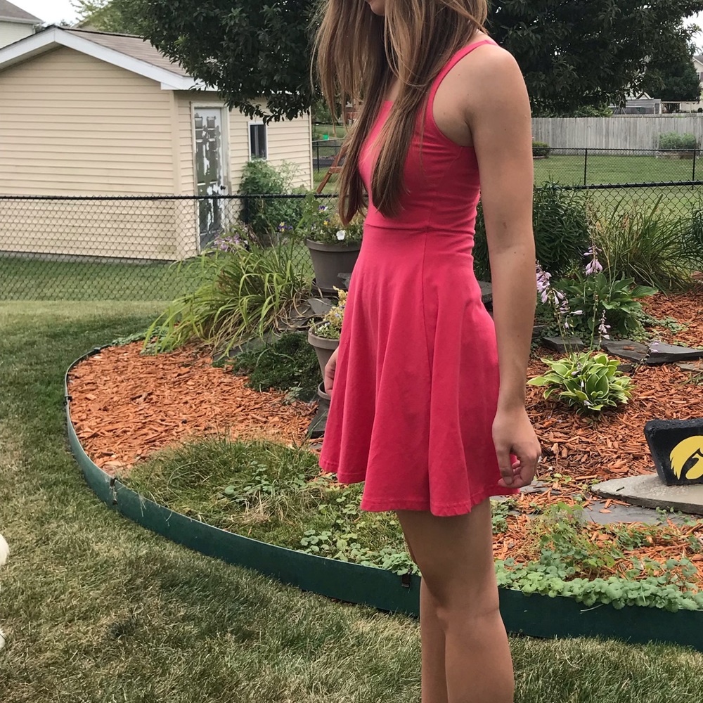Coral fit and flare dress